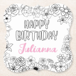 Porta-copo De Papel Porta copos Floral de Nome Personalizado