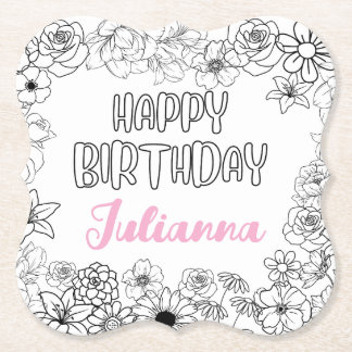 Porta-copo De Papel Porta copos Floral de Nome Personalizado