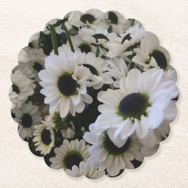 Porta-copo De Papel Portas copos de Papel - Daisy Preto e Branco (Frente)