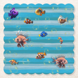 Porta-copo De Papel Portas copos de papel em prato de peixe