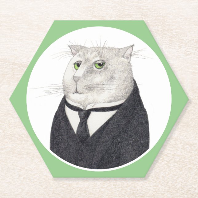 Porta-copo De Papel PORTAS COPOS de papel hexágono CAT BUTLER (Frente)