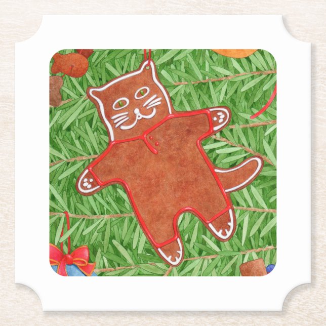 Porta-copo De Papel Portas copos de Tíquete do GATINHO GINGERBREAD / B (Frente)