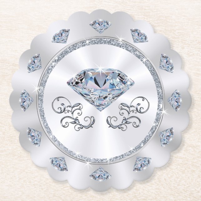 Porta-copo De Papel Portas copos descartáveis. Diamond Themed Festa de (Frente)