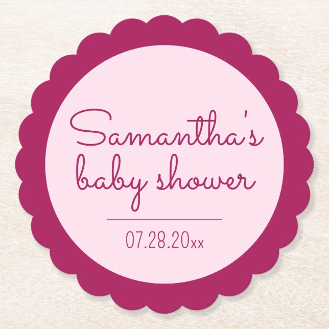 Porta-copo De Papel Portas copos Dimensionadas com Chá de fraldas Rosa (Frente)