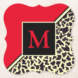 Porta-copo De Papel Portas copos-leopardo Vermelho Monograma Personali