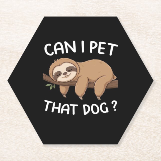 Porta-copo De Papel Posso dar um tapinha na preguiça engraçada do cach (Frente)