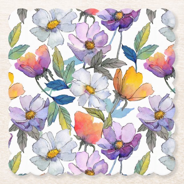 Porta-copo De Papel Pousa Copo Flor Violeta (Frente)
