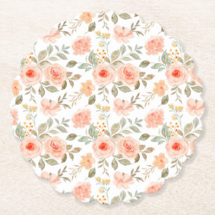 Porta-copo De Papel Pousa-copos de papel floral em pêssego, decoração