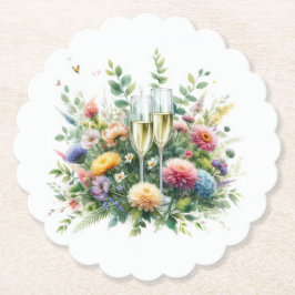 Porta-copo De Papel Pousa-copos de papel para festa de champanhe flora