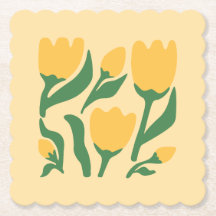 Pousa Copos de Papel Tulipas Amarelas Alegres