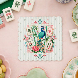 Porta-copo De Papel Pousa Copos Floral Mahjong Bird Elegante