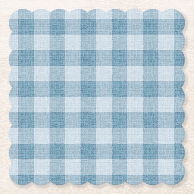 Porta-copo De Papel Powder Blue Gingham Buffalo Check Linen Texture (Frente)