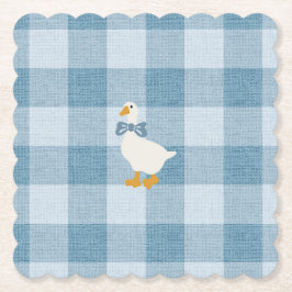 Porta-copo De Papel Powder Blue Gingham Goose Baby Shower Check