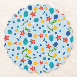 Porta-copo De Papel Praia de Verão com estrelas da espécie, conchas e 