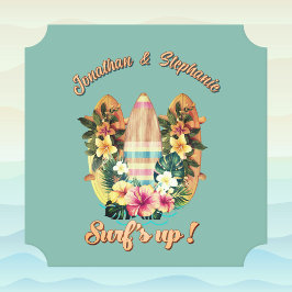 Porta-copo De Papel Pranchas de Surf Tropicais Flores Havaianas Monogr