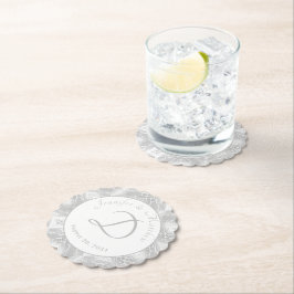 Porta-copo De Papel Prata De Papel Faux-Satin Monogramada