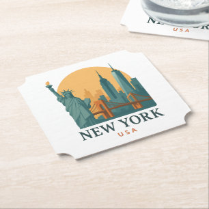 Porta-copo De Papel Presente de Viagem Minimalista Vintage Nova York