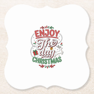 Porta-copo De Papel Presente Rena de Natal Aproveite o Dia