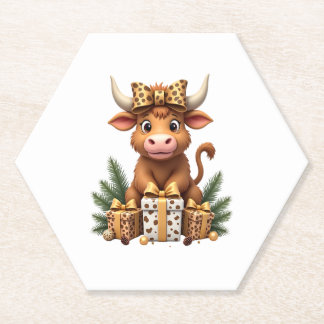 Porta-copo De Papel Presépio de Vaca das Terras Altas Fofo Natal Vaca 