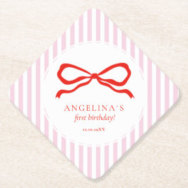 Porta-copo De Papel Primeiro aniversário do bebê com Paper Coast rosa