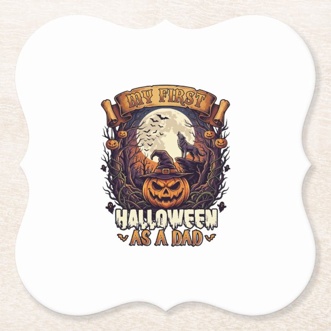 Porta-copo De Papel Primeiro Halloween como Papai Abóbora Lobo Lua_1 (Frente)