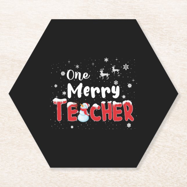 Porta-copo De Papel Professor de Feliz Snowman Ensinando Natal (Frente)