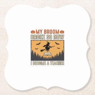 Porta-copo De Papel Professor de Halloween Vassoura Quebrou Design Vin