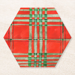 PORTA-COPO DE PAPEL PROTETOR DE PAPEL HEXAGONAL XADREZ VERMELHO SCOTT