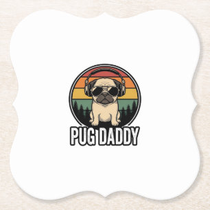 Porta-copo De Papel Pug Daddy Vintage Sunset Design de Camiseta de Cac