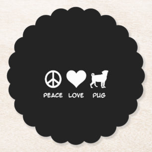 Porta-copo De Papel Pug do Amor pela Paz Presente dos Pug Dog Lovers