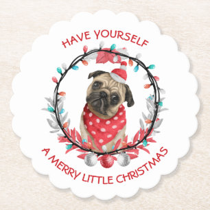 Porta-copo De Papel Pug Tenha um Natal Feliz