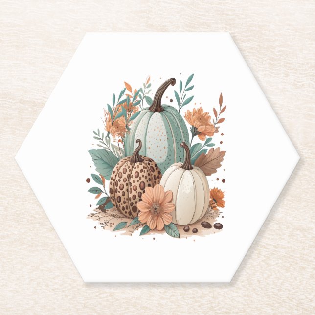 Porta-copo De Papel Pumpkin Boho Floral (Frente)