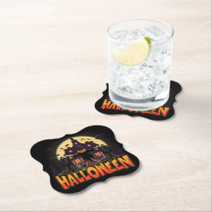Porta-copo De Papel Pumpkin Scary House, Halloween