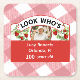 Porta-copo De Papel Quadrado 100º aniversário - personalizável