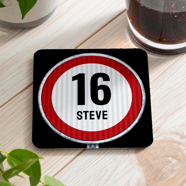 Porta-copo De Papel Quadrado 16th Birthday Speed Limit CUSTOMIZABLE (Criador carregado)