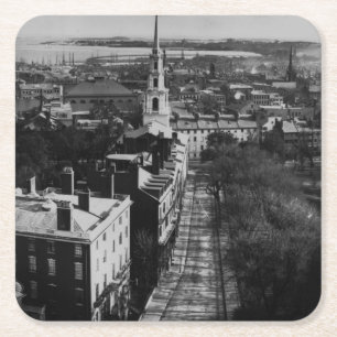 Porta-copo De Papel Quadrado 1859: Uma vista de Boston da casa do estado