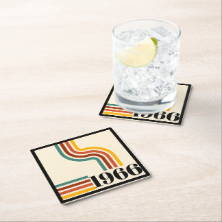 Porta-copo De Papel Quadrado 1966 60th Birthday Retro Stripe Vintage