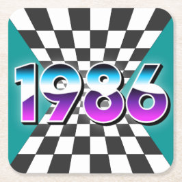 Porta-copo De Papel Quadrado 1986 40th Birthday Retro Vintage Party Decor