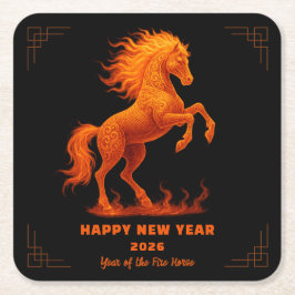 Porta-copo De Papel Quadrado 2026 Year of the Fire Horse Chinese Zodiac