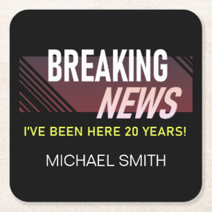 Porta-copo De Papel Quadrado 20 anos de trabalho Aniversário 20 funcionários