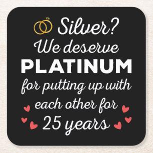 Porta-copo De Papel Quadrado 25 Casamento I - Casal Engraçado Silver