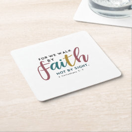 Porta-copo De Papel Quadrado 2 Coríntios 5:7 Hospitalidade Intencional pela Fé