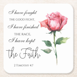 Porta-copo De Papel Quadrado 2 Timothy 4:7 - Eu lutei pela boa luta