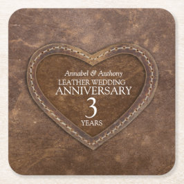 Porta-copo De Papel Quadrado 3º Aniversário do Casamento