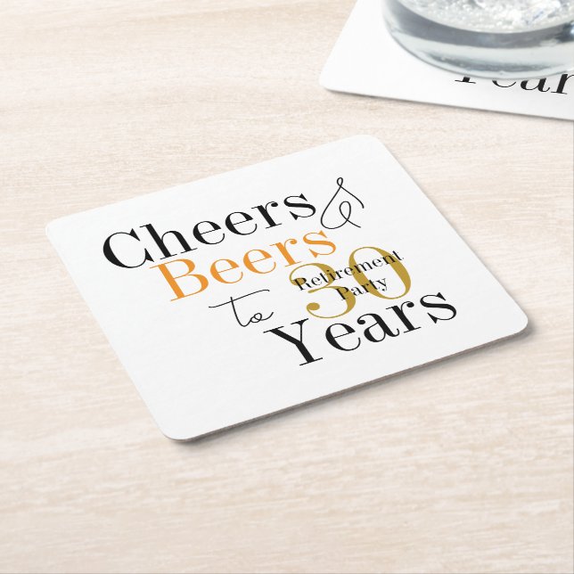 Porta-copo De Papel Quadrado 30 Years Retirement Cheers Beers Minimal Party (Inclinado)