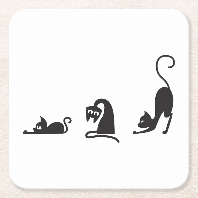 Porta-copo De Papel Quadrado 3 cats (Frente)