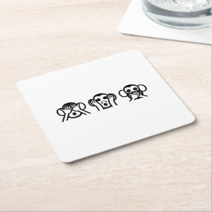 Porta-copo De Papel Quadrado 3 macacos sábios Emoji