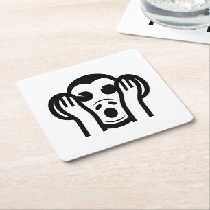 Porta-copo De Papel Quadrado 3 Macacos Sábios Kikazaru 聞 か ざ る Ouvem NO Mau Emo