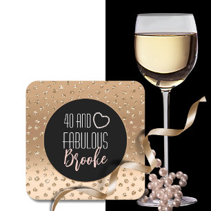 Porta-copo De Papel Quadrado 40 e Fabuloso Birthday Sparkle Dourado Blush