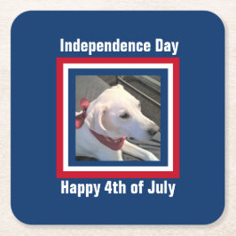 Porta-copo De Papel Quadrado 4 de julho Cachorro Vermelho, Branco, Azul, Cachor